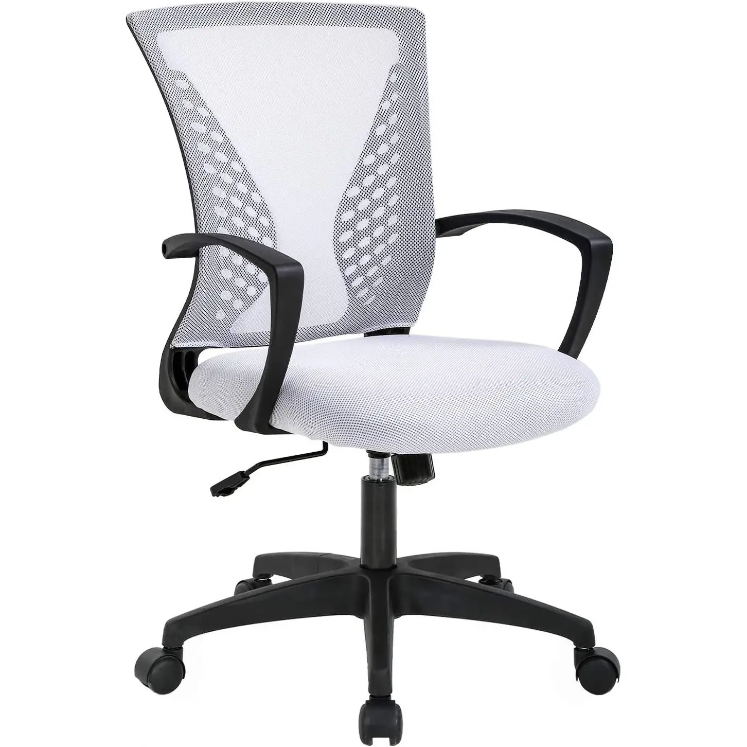 white mid back office desk chair – ergonomic mesh with armrests
