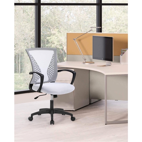 white mid back office desk chair – ergonomic mesh with armrests