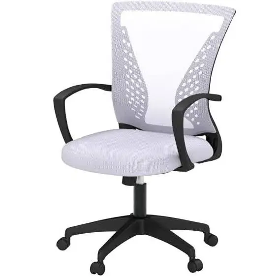 white mid back office desk chair – ergonomic mesh with armrests