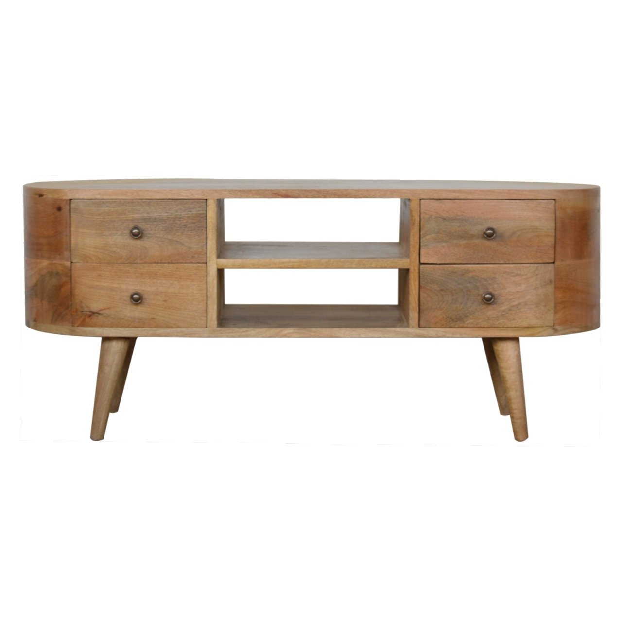 rounded entertainment unit – minimalist tv console
