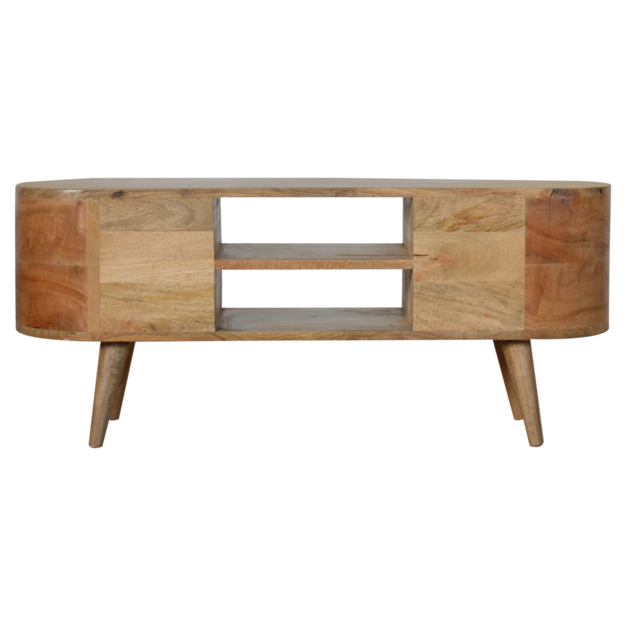 rounded entertainment unit – minimalist tv console