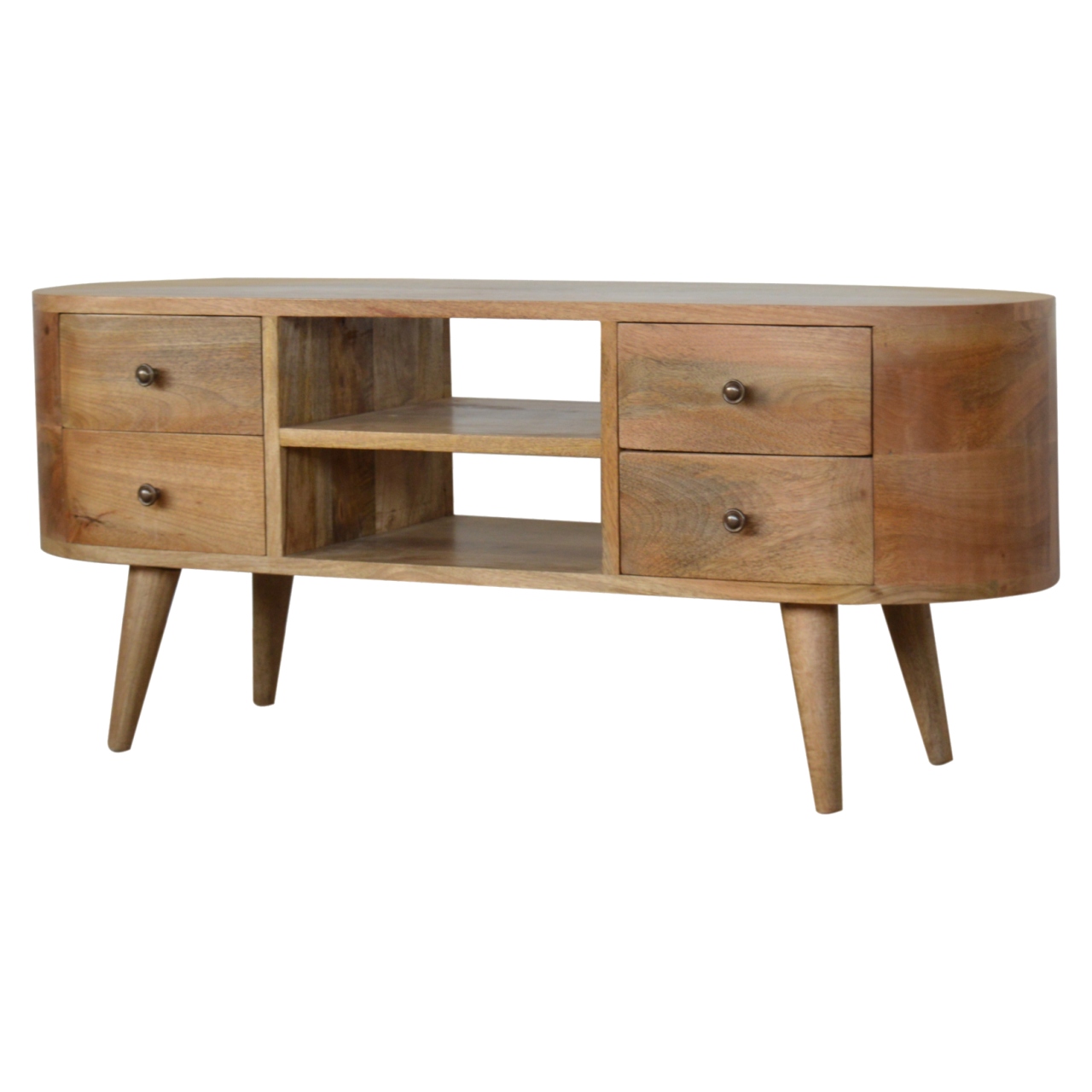 rounded entertainment unit – minimalist tv console