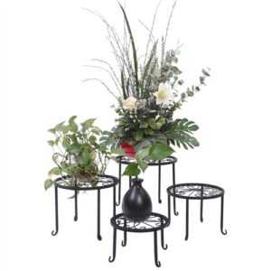 set of 4 indoor outdoor black metal plant stands