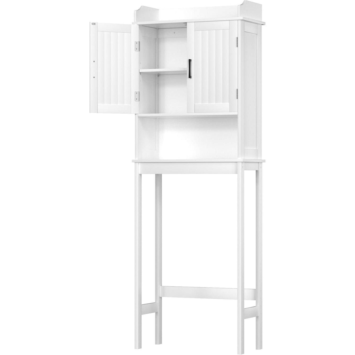 white over the toilet bathroom storage cabinet & shelving unit