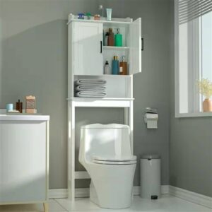 white over the toilet bathroom storage cabinet & shelving unit