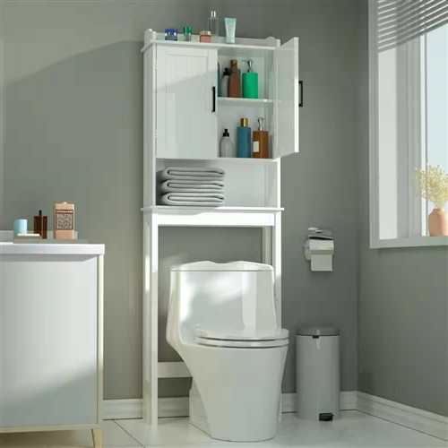 white over the toilet bathroom storage cabinet & shelving unit